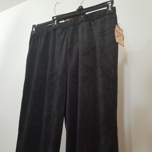 Vintage Cotton Sweatpants Extra Large 16 Black Velvet Elastic Winter Pants - Picture 2 of 8